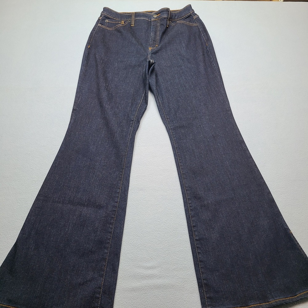 INC International Concepts Flare Jeans Womens 14/32 Blue High Rise Slit